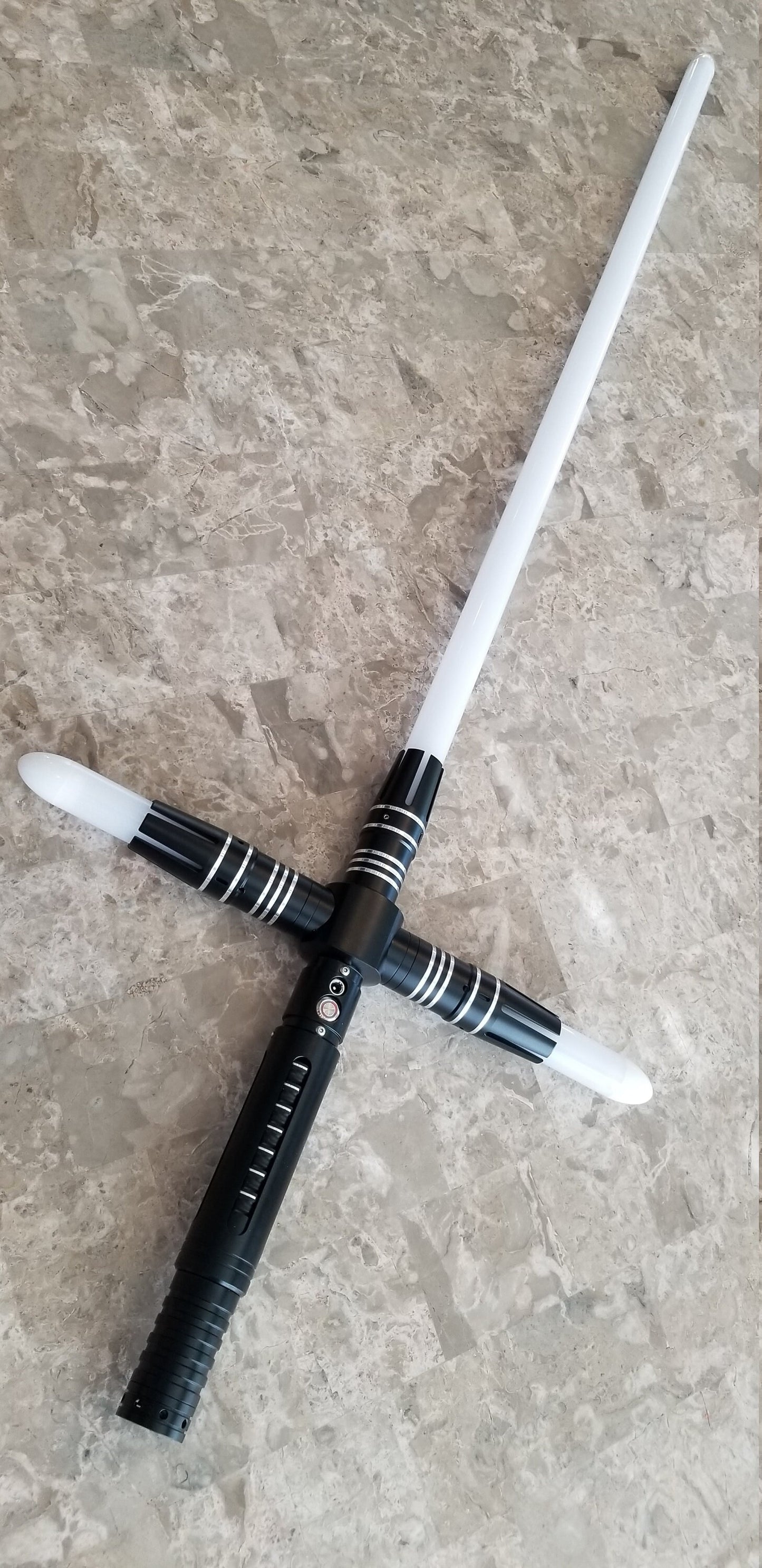 Color Changing Cross Lightsaber with Sound – Extremely Durable, Attractive Hilt, Aluminum, Forked Shaped Emitter, RGB, Star Wars Bossaber