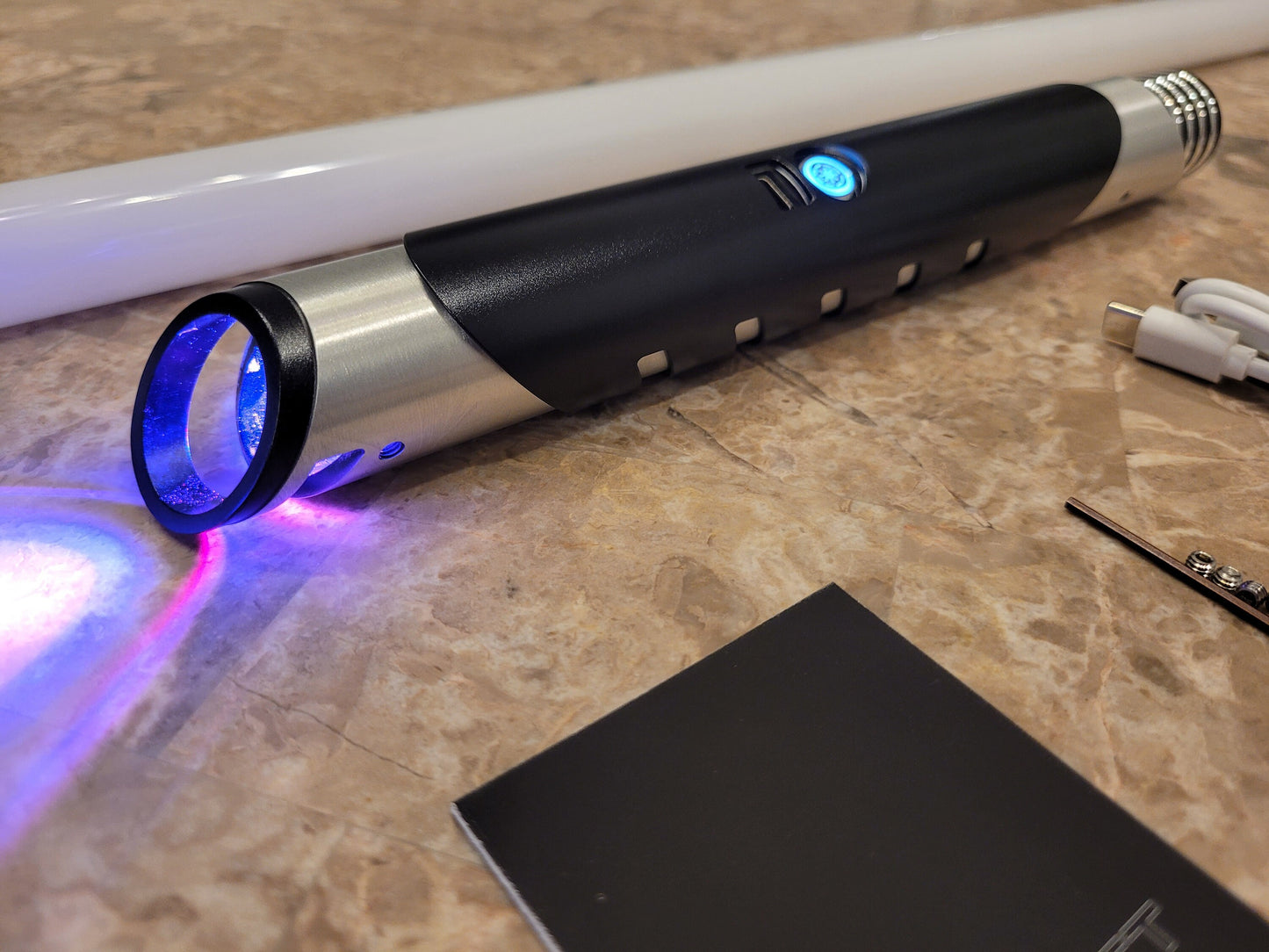 Color Changing Lightsaber with Sound – "Elite Saber" Extremely Durable, Aluminum Hilt, Rounded Shaped Emitter, RGB, Star Wars Bossaber