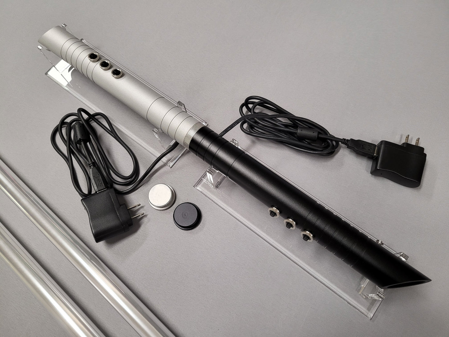 Lightsaber Color Change RGB Lightsaber Lamp Aluminum Hilt 7 Colors in one Star Wars Gift Bossaber Lamp Light wall Plug and USB "The Raver"