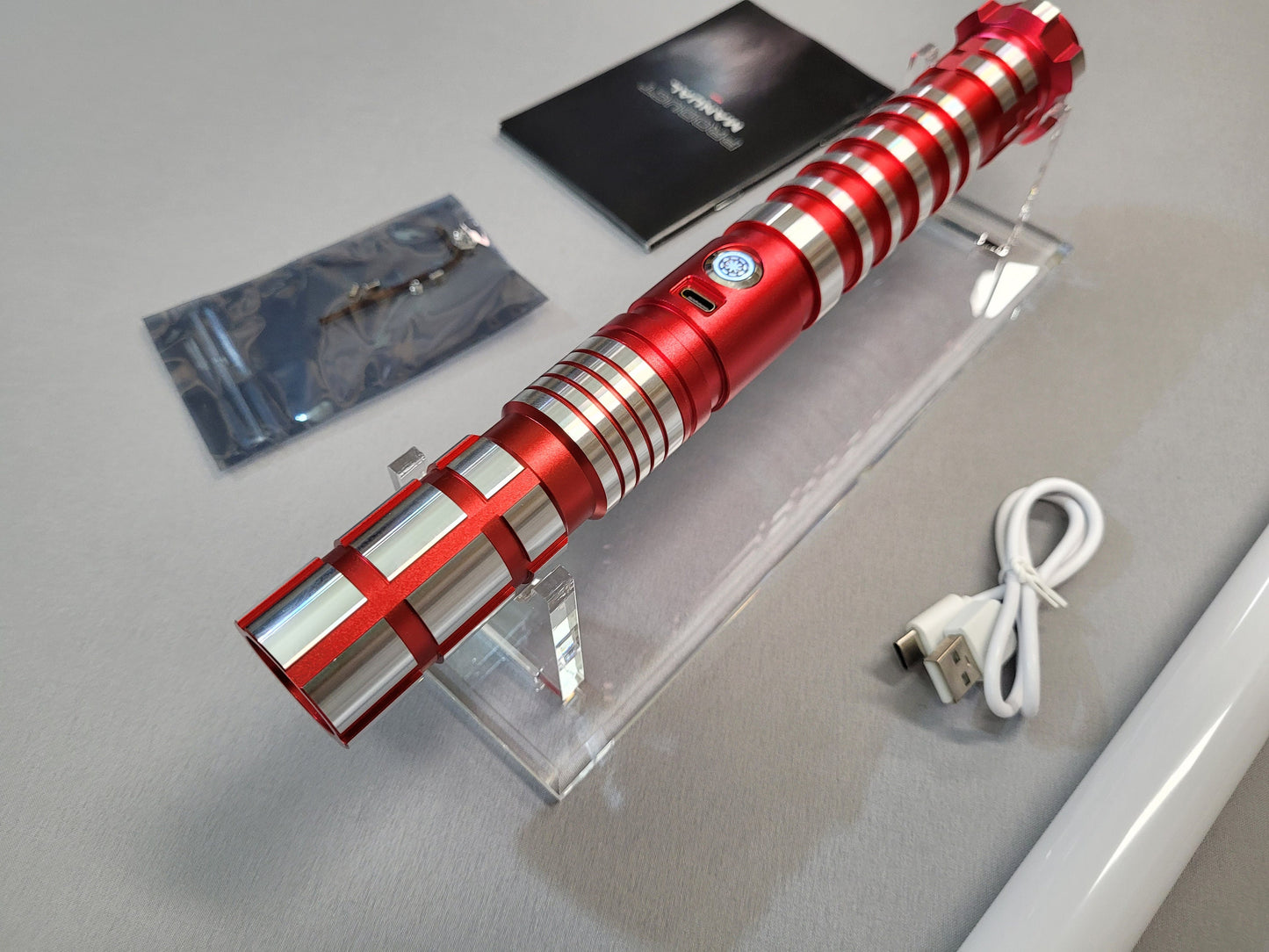 Color Changing Lightsaber with Sound – "Ruby" Bluetooth able, Extremely Durable, Attractive Hilt, Aluminum Hilt, RGB, Star Wars Bossaber