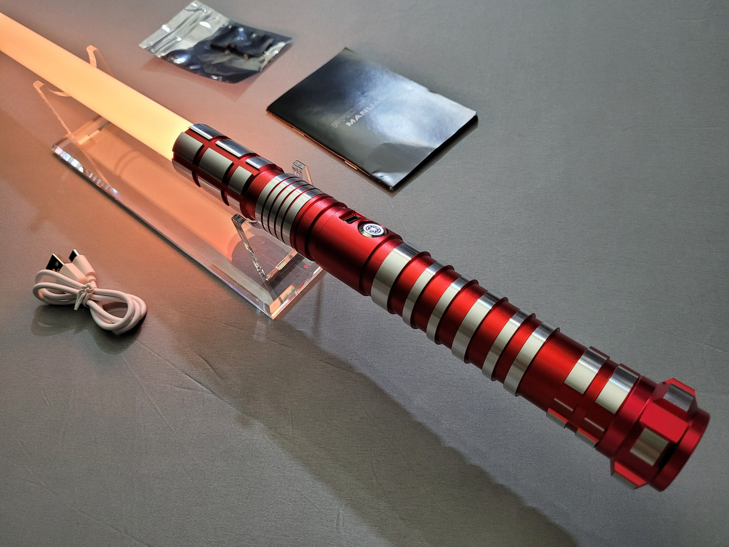 Color Changing Lightsaber with Sound – "Ruby" Bluetooth able, Extremely Durable, Attractive Hilt, Aluminum Hilt, RGB, Star Wars Bossaber