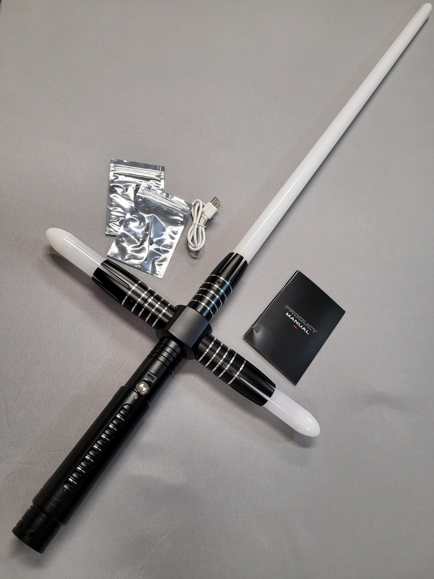 Color Changing Cross Lightsaber with Sound – Extremely Durable, Attractive Hilt, Aluminum, Forked Shaped Emitter, RGB, Star Wars Bossaber