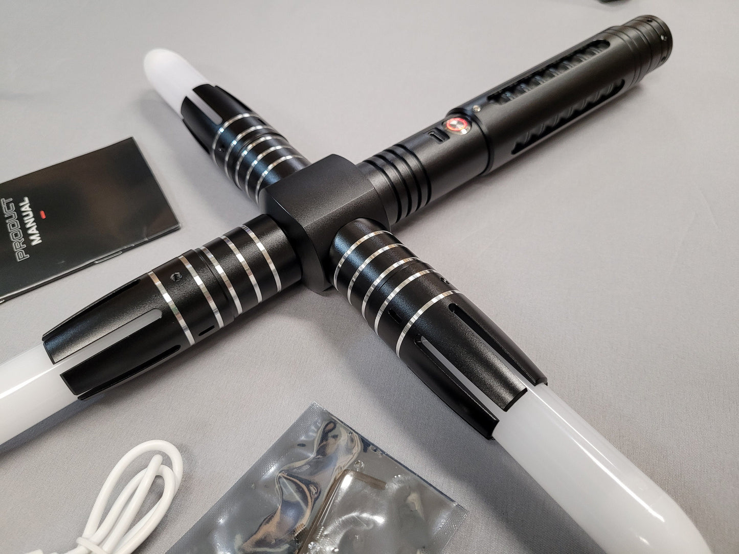 Color Changing Cross Lightsaber with Sound – Extremely Durable, Attractive Hilt, Aluminum, Forked Shaped Emitter, RGB, Star Wars Bossaber
