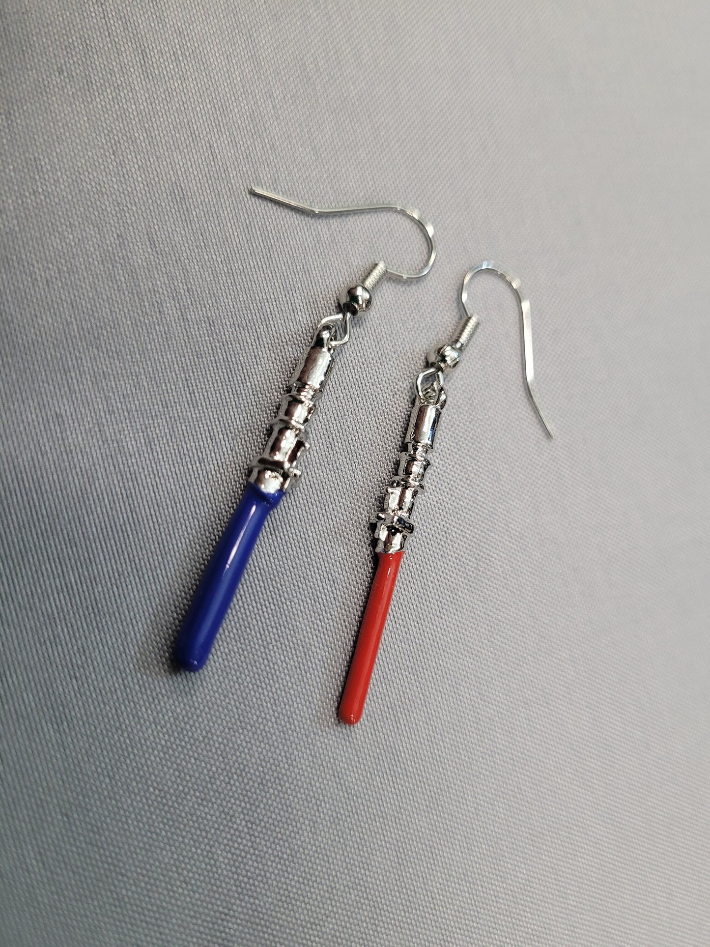 Lightsaber Earrings Red and Blue Dark Side Light Side Sith Jedi Star Wars Gift Bossaber