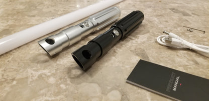 Toy Lightsaber Color Change 16 Sound Bluetooth Connectivity Durable Saber Silver Aluminum Hilt RGB Star Wars Gift Bossaber "The Guardian"