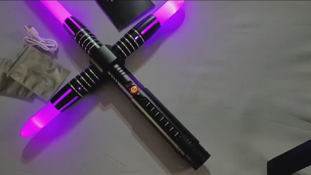Color Changing Cross Lightsaber with Sound – Extremely Durable, Attractive Hilt, Aluminum, Forked Shaped Emitter, RGB, Star Wars Bossaber